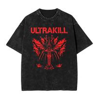 Šaunus Ultrakill Šaudymo Žaidimo T-shirt Vyrams Apvalia Kakta Grynos Medvilnės Skalbti T-shirt Trumpomis Rankovėmis Vasaros Viršutiniai Drabužiai S juoda
