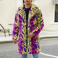 Žieminė vyriška tie-dye dirbtinio kailio striukė Šilta ilga viršutinė striukė XXXL žalia