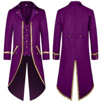 Man Zhi Xin Gold Sequin Tailcoat Steampunk Medieval Men's Halloween Costume. S blue