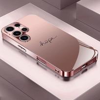 Minimalistinis raidžių raštas Metalinis grūdintas stiklas Telefonų dėklas iPhone 17 16 15 14 13 12 11 Pro Max 15 14 Plus 17 Air 17E Dangtelis iPhone17e gray