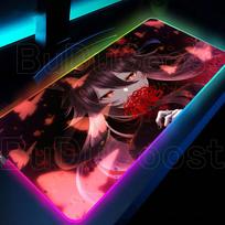 Cute Girl Genshin Impact RGB Mouse Pad Hu Tao Mousepad Kawaii Table Large Size Computer Mats Anime Keyboard E-Sports Accessories RGB300x600x3mm brown