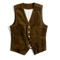 Pavasario ir rudens vyriški darbo drabužiai Retro liemenė vyrams Velvėtinė liemenė Camisole Vyriškas švarkas XS ruda