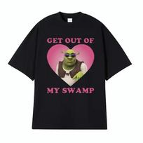 Funny Shrek Get Out of My Swamp Meme T Shirt Men Women Fashion Casual Vintage T Shirts Harajuku Y2k Oversized T-shirt Streetwear 2XL pink