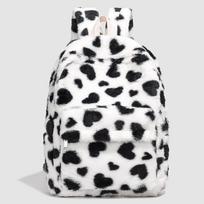 Schoolbag new autumn and winter cute high-value backpack cow love girl plush large-capacity niche backpack schoolbag white