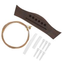 Guitar Bridge Set String Stud Bovine Bone Nut Saddle Stringed Instrument Replacement Parts black