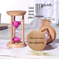 Kids' Hourglass Timer with Wooden Frame - Durable, Shockproof, Multi-color Décor Gift 5*9CM (5 mins) raudona