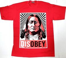 INDIANINIAI Marškinėliai DISOBEY Amerikos indėnų kario vadas Marškinėliai Vyriški Raudoni Nauji Unisex Marškinėliai XXXXL black