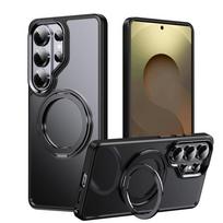 Besisukantis žiedas magnetinis Magsafe stovui Laikikliui dėklas Samsung Galaxy S26 Ultra S25 S24 S23 Plus Akrilinis apsauginis galinis dangtelis Galaxy S23 juoda