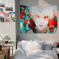 Tokyo Ghoul Anime Cartoon Tapestry Home Decoration Hippie Bohemian Decoration Divination Home Decor 74x94cm(29x37in) gray