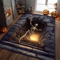 3D Iliuzijos Helovino Kilimas 3D Skeleto Helovino Kilimas Šlykščių Laiptų Iliuzijos Kilimas Gotikinio Helovino Kilimas 40x60cm black