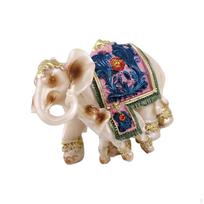 Elephant Family Statues Standing Sculpture Desk Collection Tabletop Decoration for Office Desktop, beige