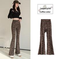 Women's High Waist Leopard Print Micro Flare Pants - Versatile Slimming Elastic Casual Style for Spring & Autumn M (45-52kg)