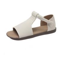 Flat Sandals Women Summer New One Strap Velcro Open Toe Sandals 35 balta