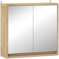 Vonios veidrodinė spintelė su 2 durelėmis ir reguliuojama lentyna Pakabinamas elementas Modernus stilius 48x14.5x45cm Natūralus 48 x 14.5 x 45 cm