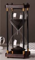 Vintage 1-Hour Glass Hourglass Sand Timer 60-Minute Hourglass Timer, Decorative Christmas New Year Birthday Tea Coffee Wooden Frame Sand Timer Black, black