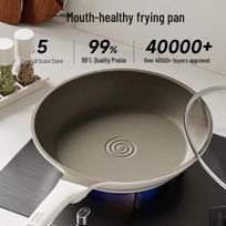 Honcook White Ceramic Non-stick Frying Pan gray