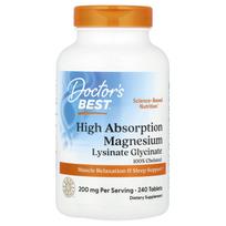 Doctor's Best, didelio įsisavinimo magnis, 200 mg (100 mg vienoje tabletėje), 240 tablečių