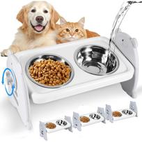 Raised Dog Bowl, Dog Bowls With Stand 3-Level Adjustable, Dog Feeding Station With 2 Double Dog Bowl, 12cm Dog Bowls,Dogs Bowls For Small Dogs And pilka