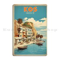 Kos Graikija Vintažinis Kelionių Turizmas Metalo Plokštelė Garažas Klubas Kino Dizainas Kino Skardinis Ženklas Plakatas 20x30cm（7.8x11.8inch） beige