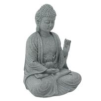 Budos statula Žalio smiltainio skulptūra Budistinė sėdinti figūrėlė Ornamentas svetainei kiemui 7135K-02 gray
