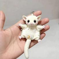 Cute Sugar Glider Plush Toy Squishy Fluffy Mini Stuffed Animal For Kids Adults Bag Decoration Birthday Gift And Desk Ornament 10CM white