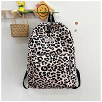 Schoolbag retro college style junior high school students large capacity 1011 new leopard print trend versatile ridge backpack rožinė