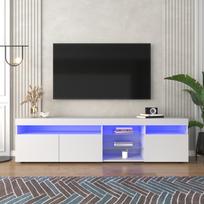 White Modern TV Cabinet, Light Panel, Variable LED Lighting, Living and Dining Room 180cm 180 x 35 x 48 cm balta
