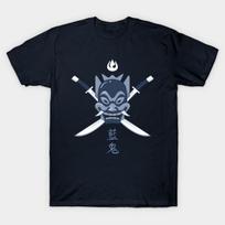 Asian Size Men Black Print T-shirt Avatar: The Last Airbender - Blue Spirit No-Cut Heat Transfer Print Cotton Tshirt S tamsiai mėlyna