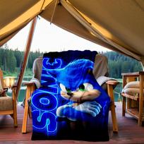 1 vnt. Sonic Speed lauko flanelinis pledas, HD spaudos, lengvas, minkštas, šiltas, visų sezonų pledas sofai, lovai, kelionėms 80x120cm blue