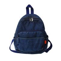 Unisex Denim Backpack Student Schoolbag tamsiai mėlyna spalva