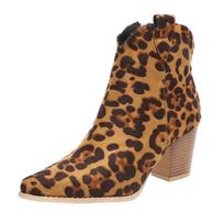 Nauji Seksualūs Moteriški Leopardiniai Batai Flock Oda Smailus Pirštas Aukštakulniai Ankle Boots Šoninis Užtrauktukas Rudeniniai Moteriški Batai 42 leopardo rašto spalva