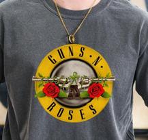 Guns N' Roses T-Shirt Rock n Roll Band on Vintage Black Comfort Colors 1717 Tee 3XL yellow