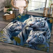 Area Rugs Floor Carpet Mat White Family Tiger Pattern Non Slip Print Floor Mat for Living Room Bedroom Kitchen Home Decor 40x60cm gray
