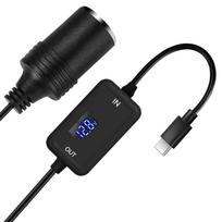 Digital Type-C to Cigarette Lighter Female Socket 5V to 12V Step-up Voltage Converter Power Adapter PD Cable Extender Cable Type C to Cigaretter Light