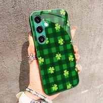 Burdock four-leaf clover Glass PhoneCase for Samsung Galaxy S26 S25 S24 S23 S22 S21 FE Ultra Plus Built-in glass green Exquisite GalaxyS25 black