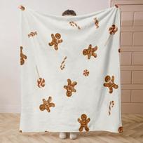 Christmas Human-Shaped Gingerbread Blanket Soft Flannel Design Perfect All-Season Gift Suitable for Bed Sofa Office and Camping 100X130CM brown