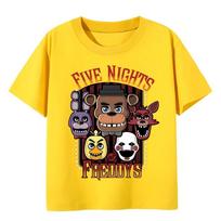 2026 printed t-shirt for kids, casual sports FNAF At Freddys t-shirt, short-sleeve t-shirt for girls and boys 100 yellow