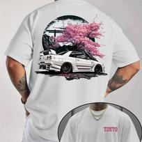 Jdm Tokyo Drift Car T Shirt Unisex Oversized Japanese Streetwear Sakura Graphic Tee Y2k Aesthetic Summer Cotton Top S black