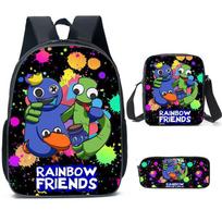 Rainbow Friends Backpack for Kids Boys Girls 3-Piece Set School Bag Lightweight Bookbag with Lunch Tote Pencil Case