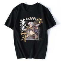 Genshin Impact Game Men's TShirt Cool Arataki Itto Distinctive T Shirt Cotton T-shirt Tees Oversize Harajuku Streetwear S black