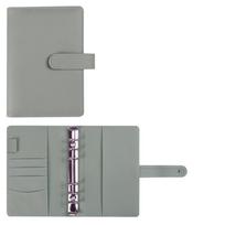 A6 Leather Binder Macaron Notebook - PU Loose-Leaf Journal & Budget Planner gray