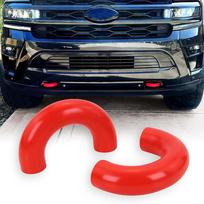 Priekabos tempimo kabliukų dangteliai Silikoninis sunkvežimio vilkimo jungties dangtelis-apsauga Ford F150 2004-2025 Toyota Tundra 2017-2021 red