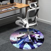 Solo Leveling Kėdės kilimėlis Apvalus kilimas-Biuro kilimas, Skalbiamas mašinoje, Neslystantis, Tinka svetainėms, Miegamiesiems 80cm gray