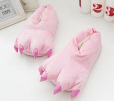 Animacinių gyvūnų pliušinės letenėlės šlepetės: Uždaros nugaros, juokingo medvilninio stiliaus patalpų Adult Large (39-45) žalia