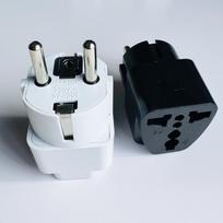 Embedded Diamond Swiss Conversion Socket: EU to Italian & Brazilian Plug Adapter with Three Round Pins. German Standard Two Round Pins - White black