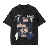 Billie Eilish Funny Poster Graphic Print T-shirt Men Women Fashion Vintage Washed Cotton O-neck Summer Tee Oversized Casual Top S įvairiaspalvis