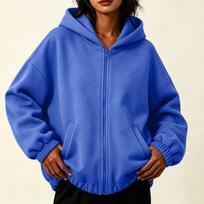 Women's Zip Up Hoodie Sweatshirt with Pockets for Casual Everyday Wear L