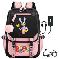 Skaitmeninis Cirko Skaitmeniniscirko Papildomas Kuprinė Studento Mokyklinė Kuprinė Siųsti Plaukų Kamuoliuką Digital circus backpack gray