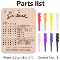 1SET Phase10ScoreBoard Stage 10 Scoreboard Scorecard and Round Tracker 28*21CM beige