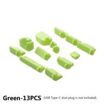 Universal Computer Accessories HDMI USB Type-C Port Laptop Anti Dust Plug Stopper Dustproof Cover Green-13PCS